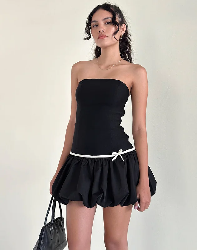 Klaita Puffball Mini Dress in Black