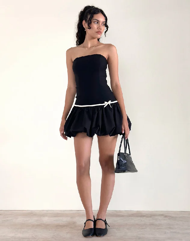 Klaita Puffball Mini Dress in Black