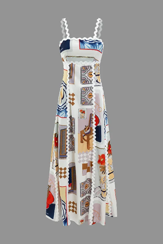 Geometric Print Slip Maxi Dress