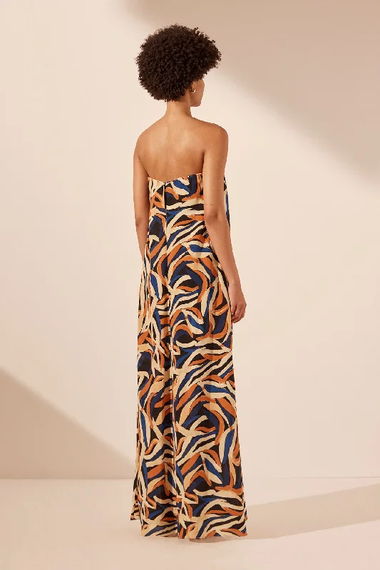 PALMA SILK STRAPLESS COLUMN MAXI DRESS