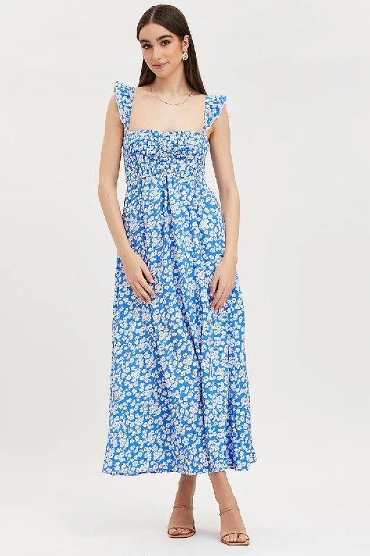 Print Maxi Dress Shirred