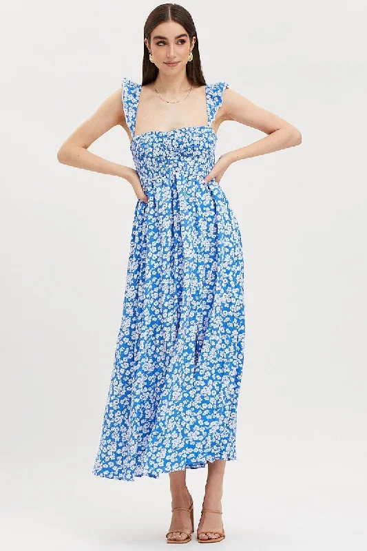 Print Maxi Dress Shirred