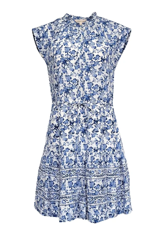 Rebecca Taylor - Blue & White Floral Print Cap Sleeve Dress Sz 2