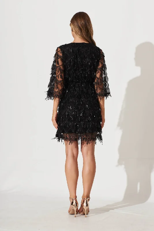 Seema Sequin Dress In Black Sequin