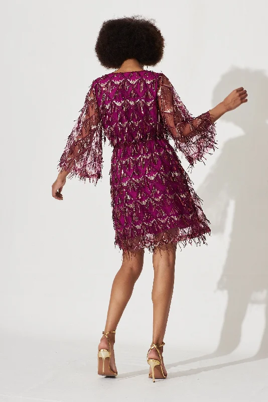 Seema Sequin Dress In Plum