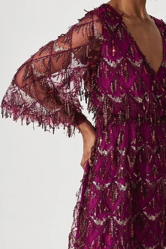 Seema Sequin Dress In Plum