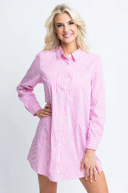 Stripe Poplin Shirt Dress