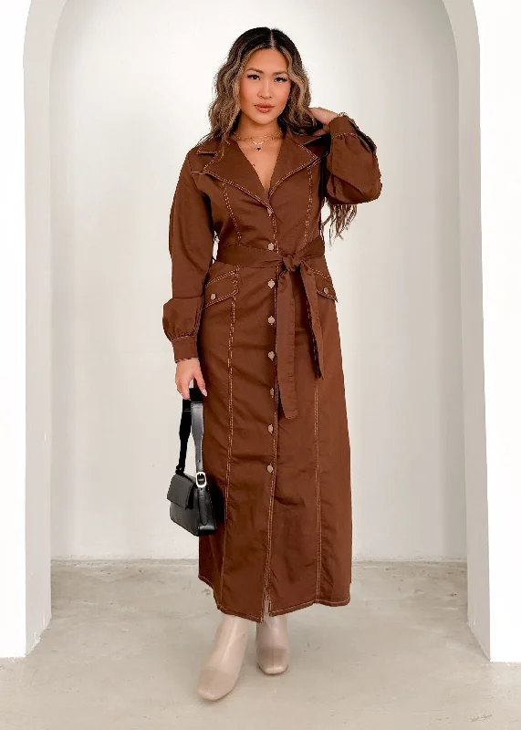 Tearoe Denim Maxi Dress - Chocolate