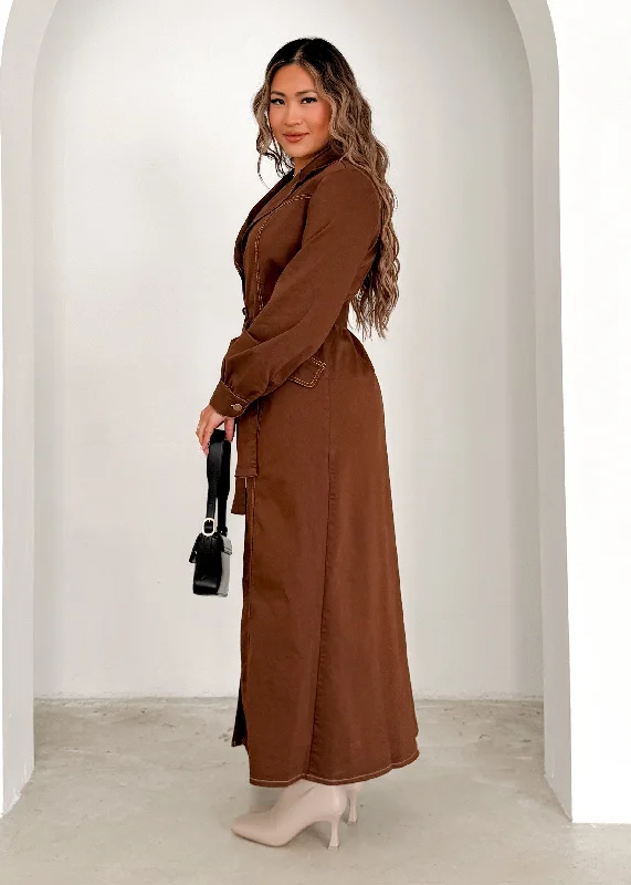 Tearoe Denim Maxi Dress - Chocolate