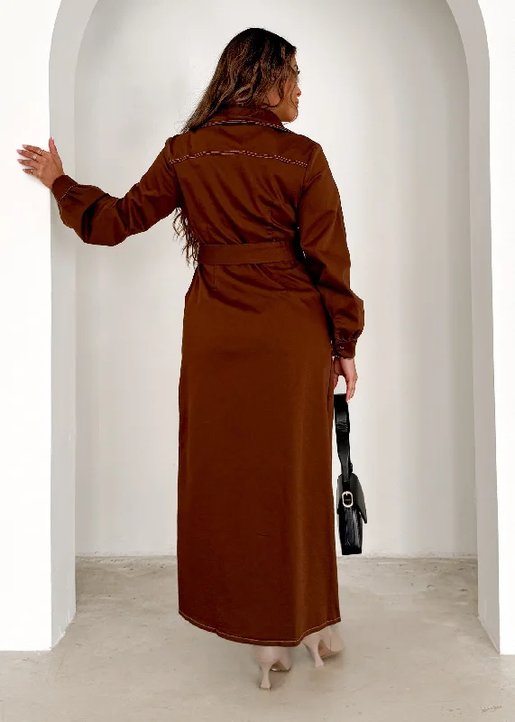 Tearoe Denim Maxi Dress - Chocolate