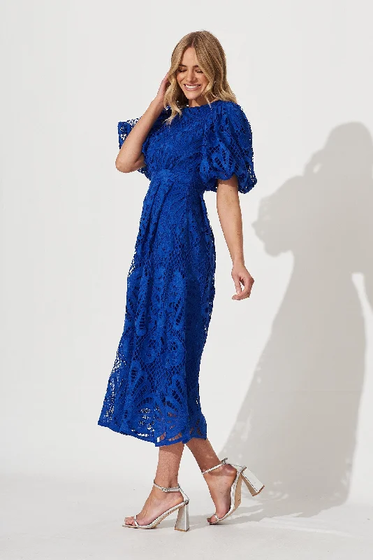 Tillie Lace Maxi Dress In Cobalt