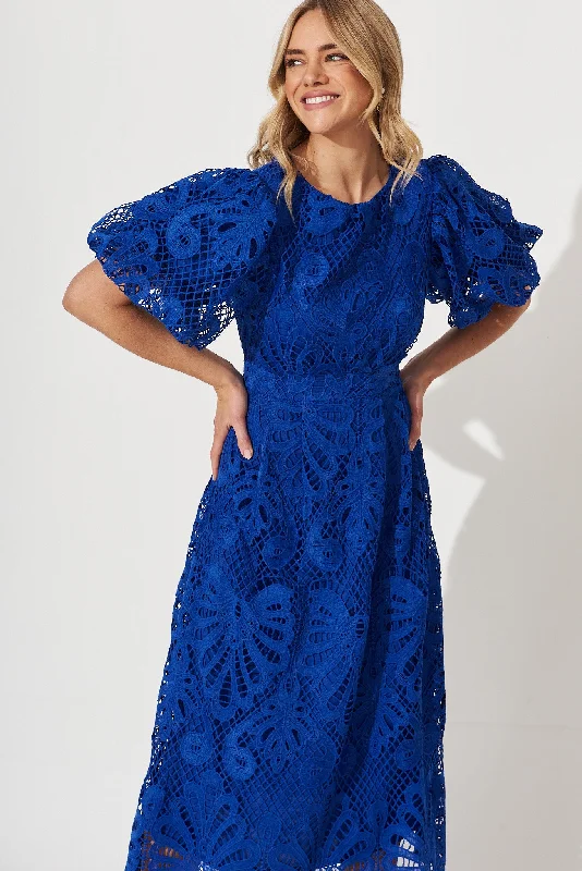 Tillie Lace Maxi Dress In Cobalt