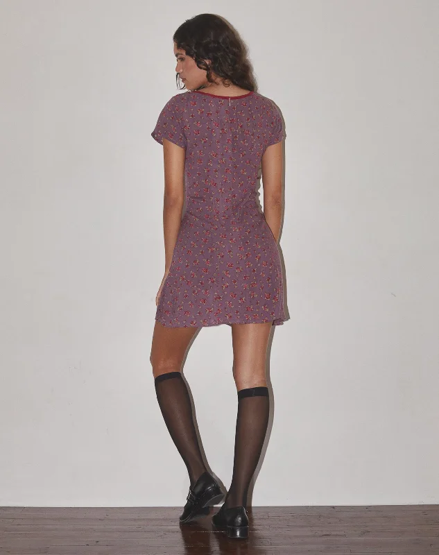 Vaiso Mini Dress in Flowing Rose Deep Purple