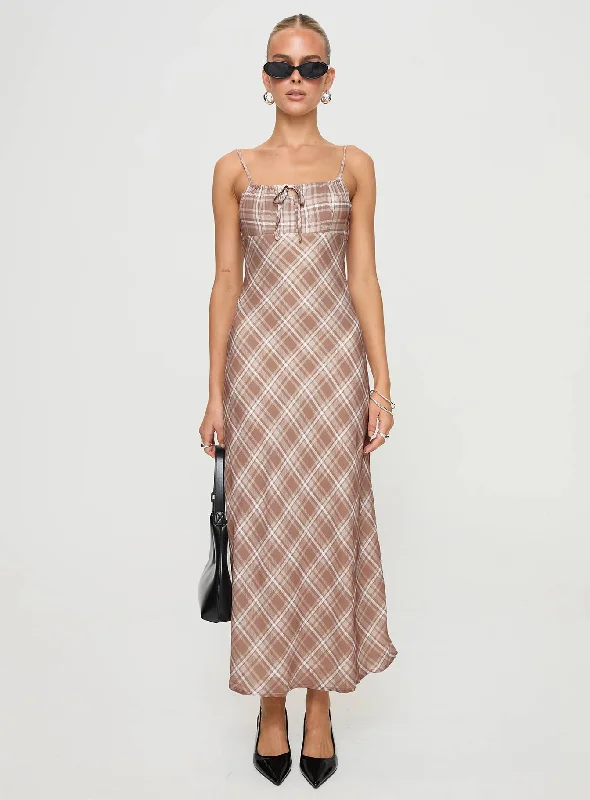 Wallin Maxi Dress Brown Check