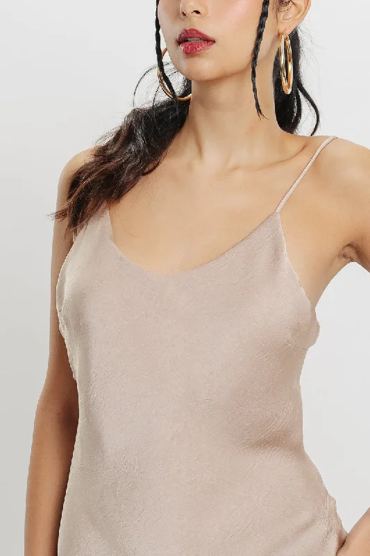 Champagne Satin Slip Dress