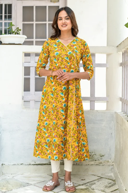 Yellow Floral Angrakha