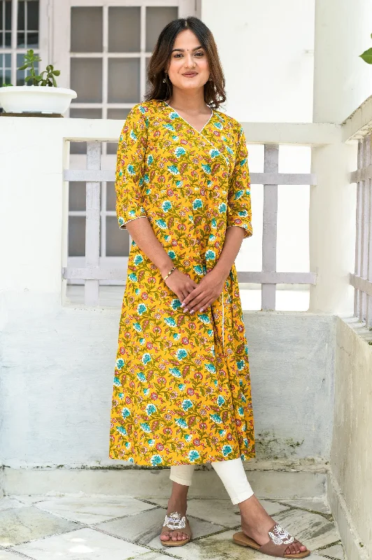 Yellow Floral Angrakha