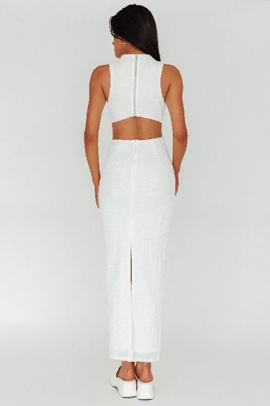 Yindi Sleeveless Cut-Out Waist Maxi Dress White