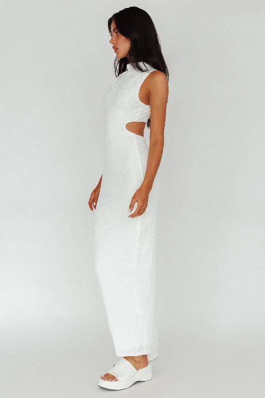 Yindi Sleeveless Cut-Out Waist Maxi Dress White