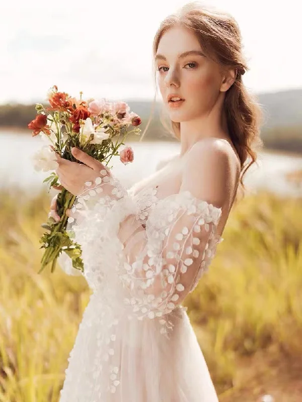 A-line Popular Lace Wedding Dresses, Elegant Wedding Bridal Gowns, Newest Quality Wedding Dresses