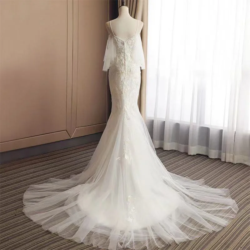 Elegant Appliques Fashion Wedding Dresses, Popular Mermaid Wedding Dresses, Lace Wedding Dresses