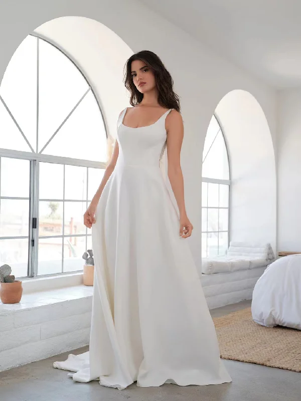 Newest 2022 Simple Wedding Dresses, A-line Fashion Bridal Gowns, High Quality Wedding Gowns