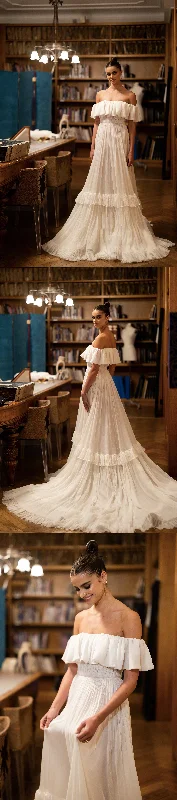 Off the Shoulder A-line Wedding Dresses, Boho Wedding Dresses, Bridal Gown, Newest Wedding Dresses