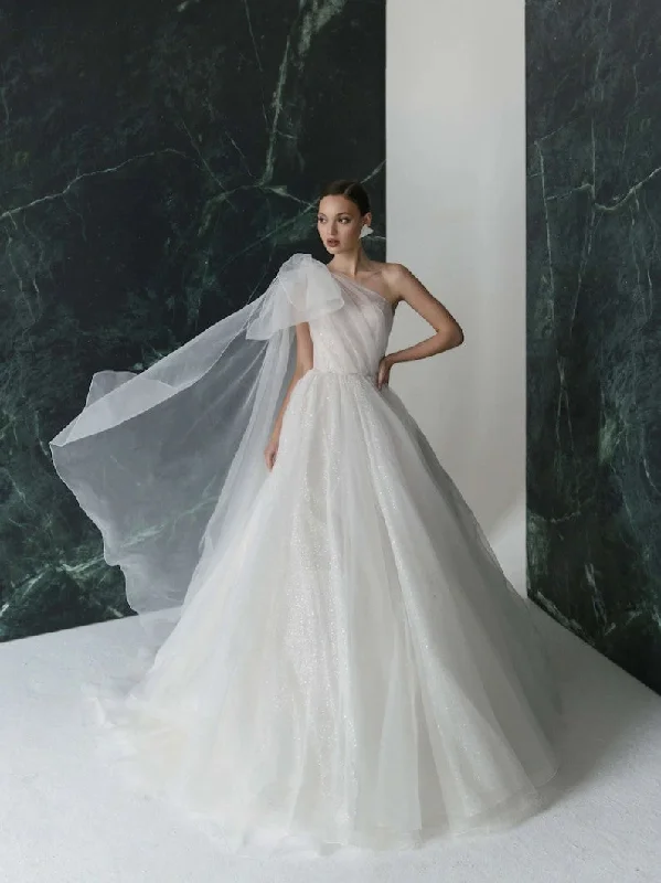 One Shoulder A-line Bridal Gowns, Sequins Couture Dresses, Newest 2023 Wedding Dresses