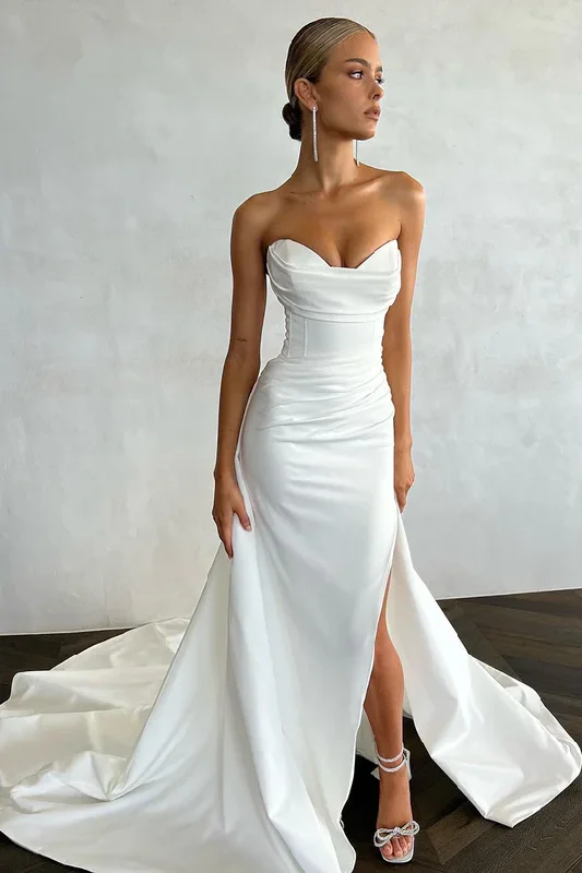 Popular Mermaid Wedding Dresses, Simple Newest Wedding Dresses, 2024 Strapless Bridal Gowns