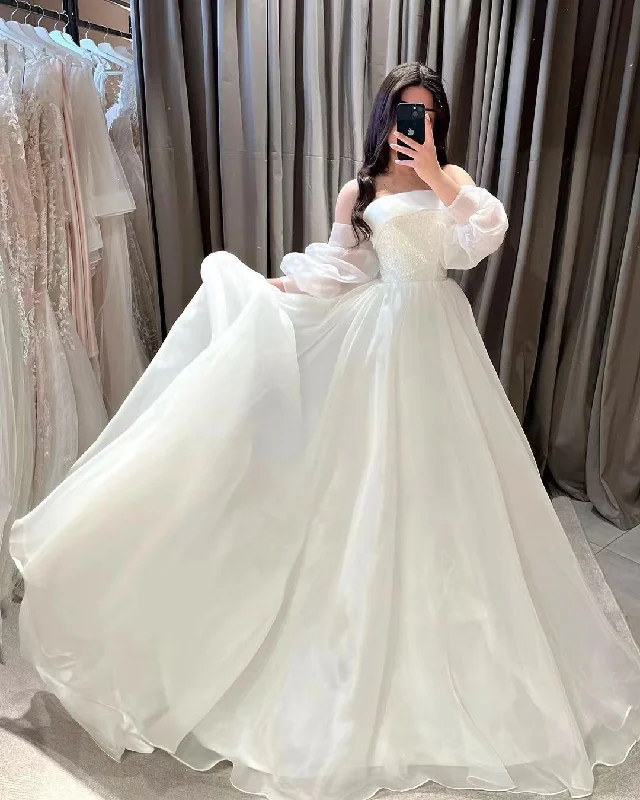 Strapless A-line Bridal Gowns, Newest 2023 Wedding Dresses, Popular Wedding Gowns