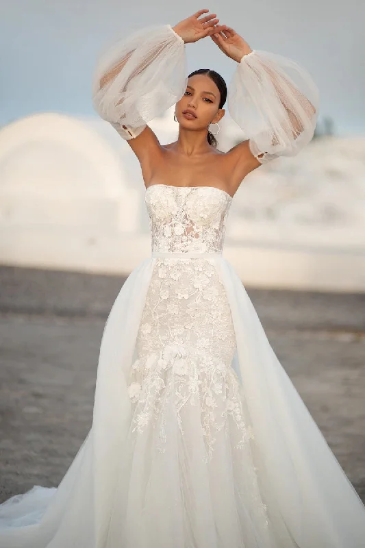 Strapless Lace Wedding Dresses, Popular A-line Bridal Gowns, Newest Elegant Wedding Dresses