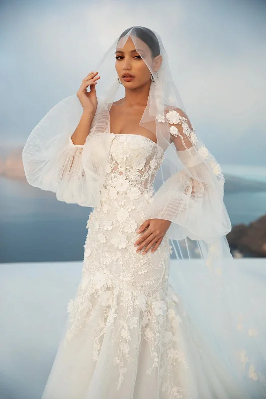 Strapless Lace Wedding Dresses, Popular A-line Bridal Gowns, Newest Elegant Wedding Dresses