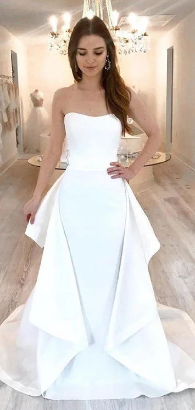 Strapless Simple Design Wedding Dresses, Newest Quality Long Wedding Dresses