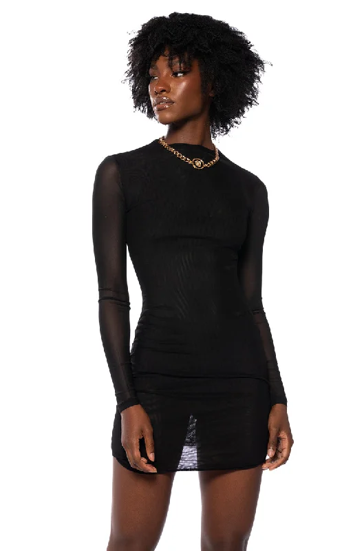 HARPER LONG SLEEVE MESH MINI DRESS