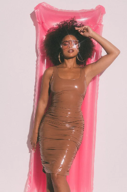 LEAVE IT AT THAT VINYL MIDI DRESS