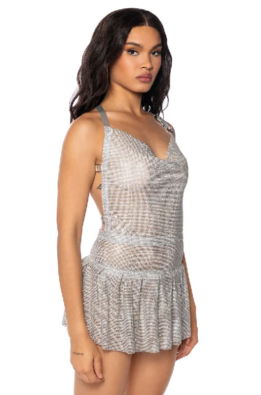 MAKE YOU MISS ME RHINESTONE MINI DRESS