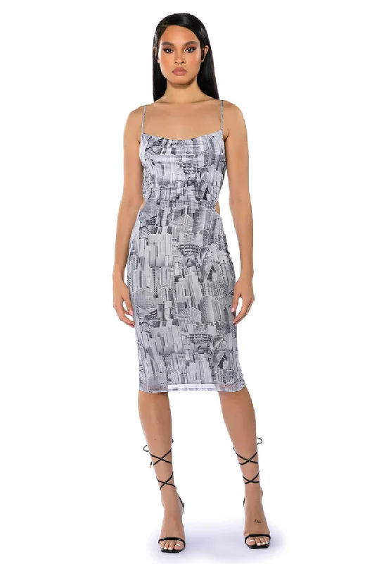 ON TO SOMETHING PRINTED MIDI DRESS