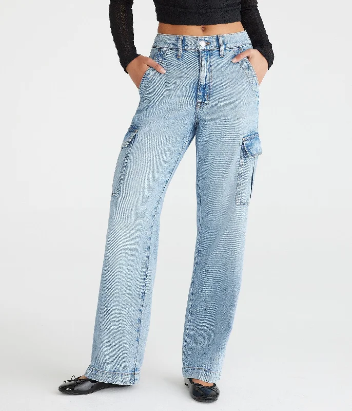 Huge Price Cuts Await!Aeropostale High-Rise Wide Leg Cargo Jean