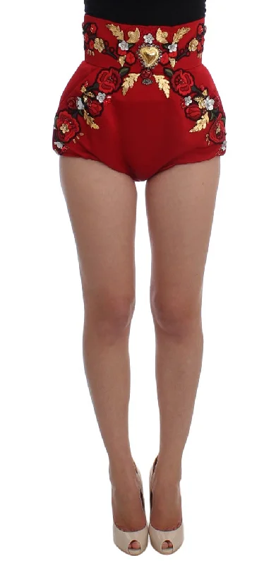 Bigger Savings, Better Shopping!Dolce & Gabbana Silk Crystal-Embellished High Waist Women's Shorts Bigger Savings, Better Shopping!Dolce & Gabbana Silk Crystal-Embellished High Waist Women's Shorts