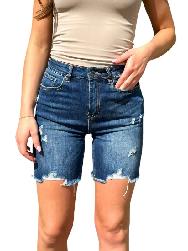 Find Your Perfect Deal Today!High-Waisted Distressed Shorts In Medium Wash