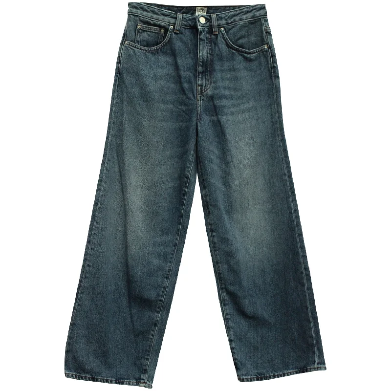 Save More When You Shop More!Totême Flare Fit Denim Washed Jeans in Blue Cotton