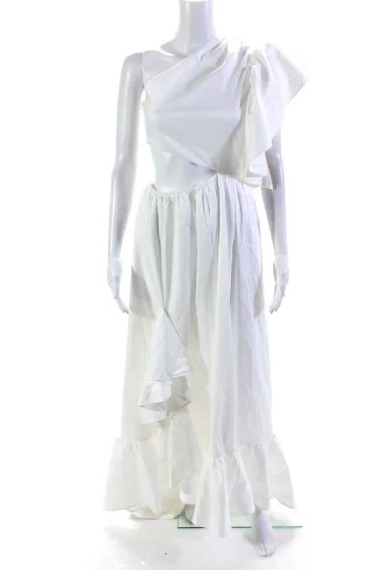 Amazing Prices You Can’t Resist!Adeam Womens White Cotton One Shoulder Cut Out Odori Midi Dress Amazing Prices You Can’t Resist!Adeam Womens White Cotton One Shoulder Cut Out Odori Midi Dress
