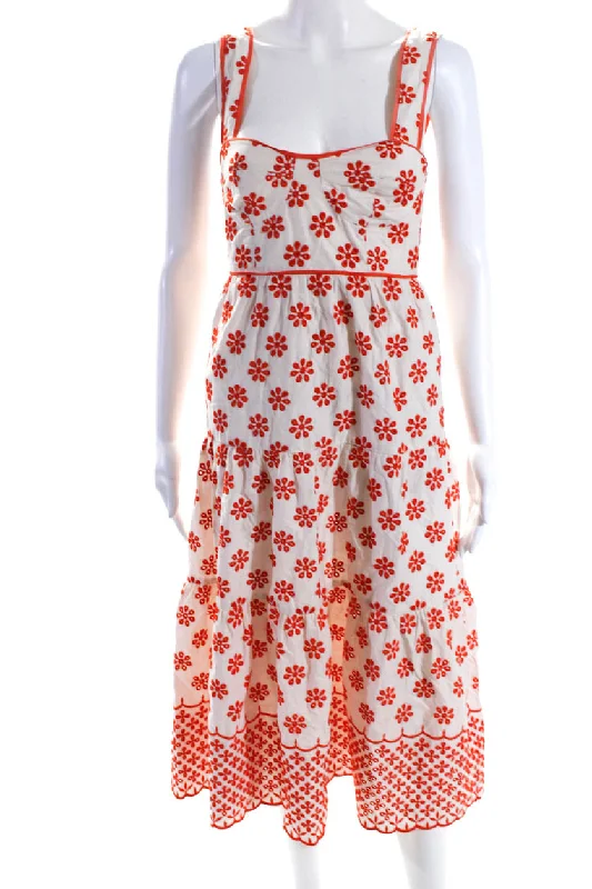Special Discounts Inside!Alice McCall Women's Square Neck Embroidered Tiered Midi Dress Beige