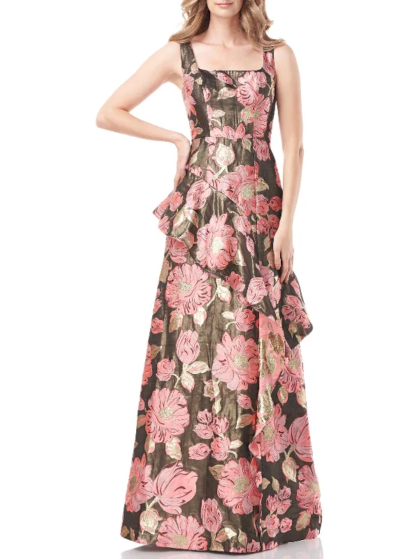 Shop Today, Save Tomorrow!Belle Womens Metallic Floral Evening Dress