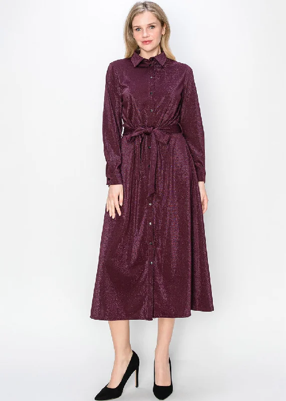 Hurry! While Supplies Last!Burgundy Glitter Midi Dress