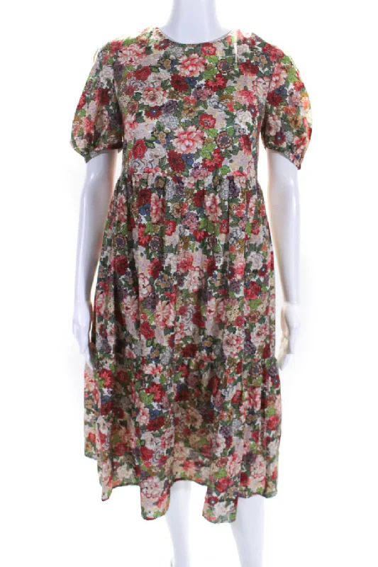 Flash Deals – Act Quickly!Casey Marks Women's Round Neck Short Sleeves Tiered Floral Midi Dress Flash Deals – Act Quickly!Casey Marks Women's Round Neck Short Sleeves Tiered Floral Midi Dress