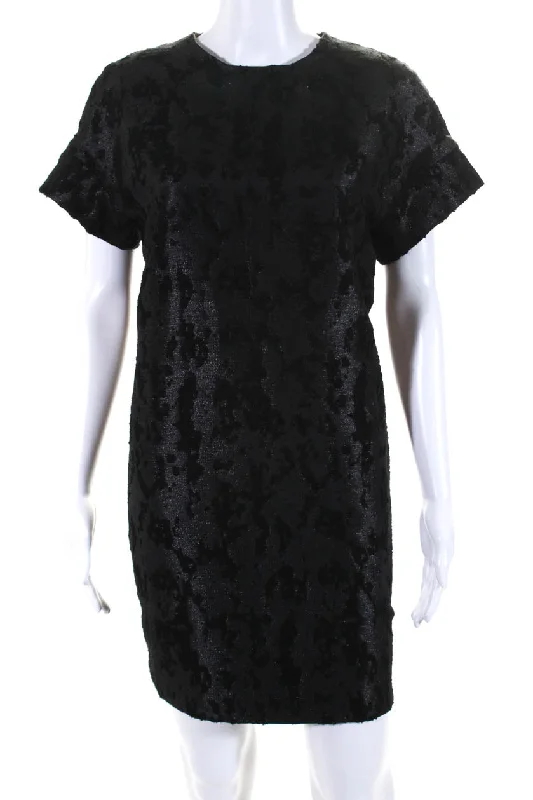 Get the Best for Less!COS Womens Abstract Textured Zip Round Neck Short Sleeve Midi Dress Black Get the Best for Less!COS Womens Abstract Textured Zip Round Neck Short Sleeve Midi Dress Black