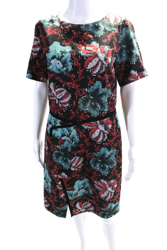 Buy More, Save More!Dries Van Noten Women's Short Sleeves A-Line Multicolor Midi Dress