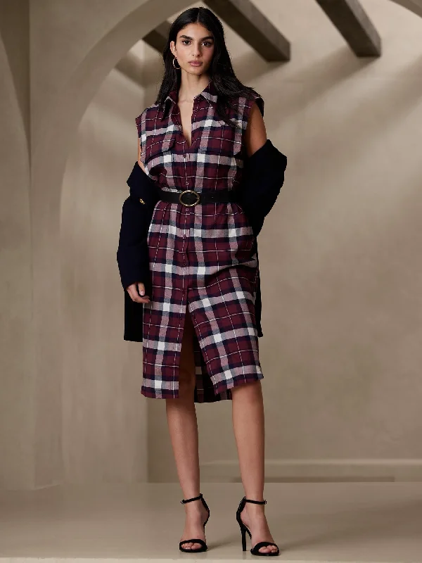 Huge Price Cuts Await!Flannel Midi Shirtdress