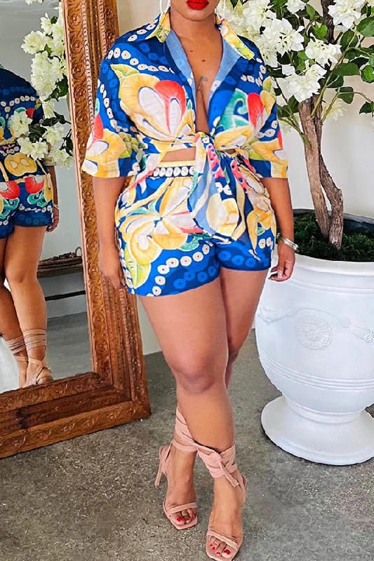 Time to Snag a Bargain!Floral Print Retro Pocket Pant Suit